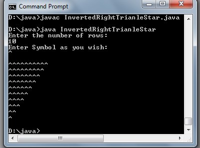 Java Inverted Right Triangle Star Pattern|pattern Program - Code For Java C
